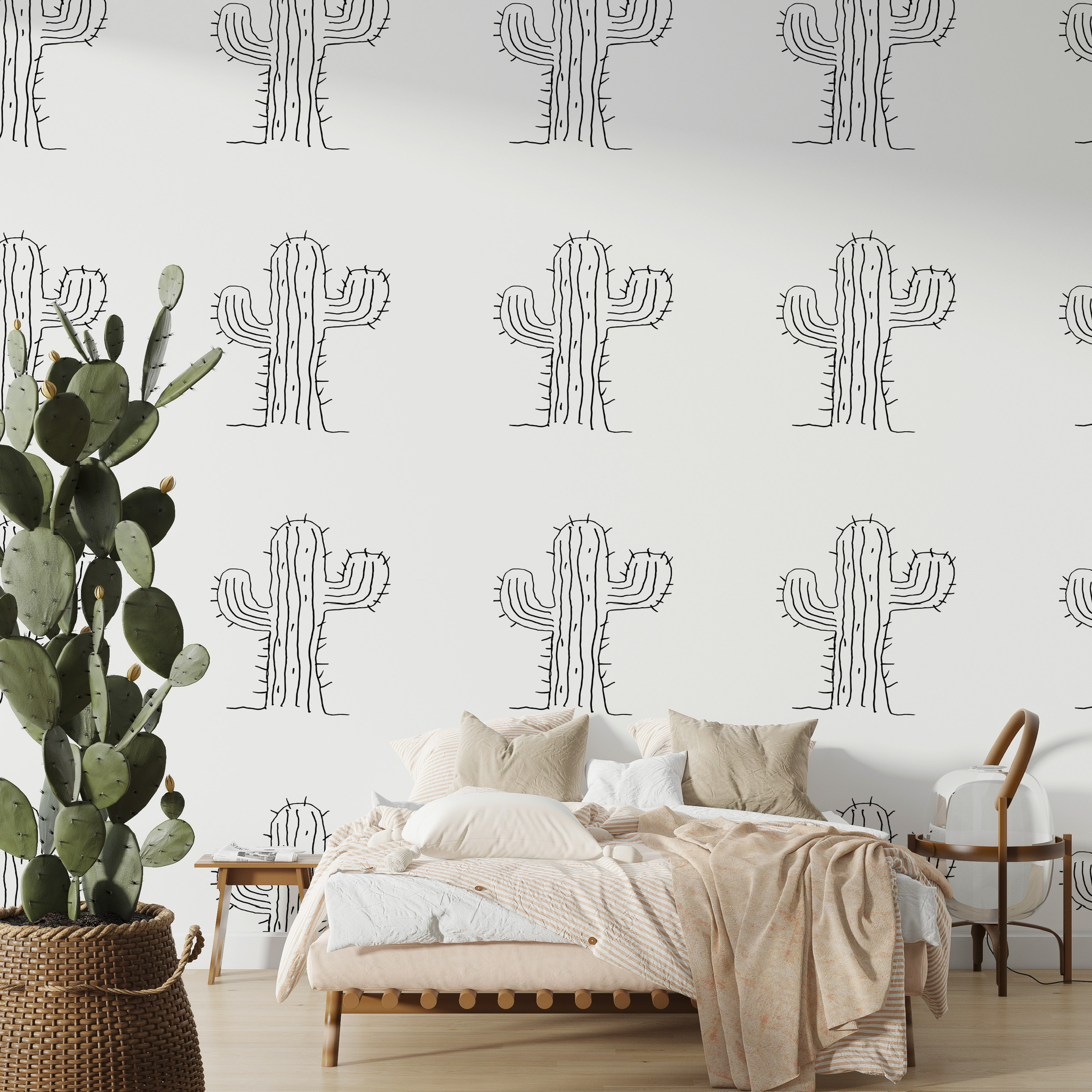 Cactus pattern wallpaper, Studio Brownstone in-house design